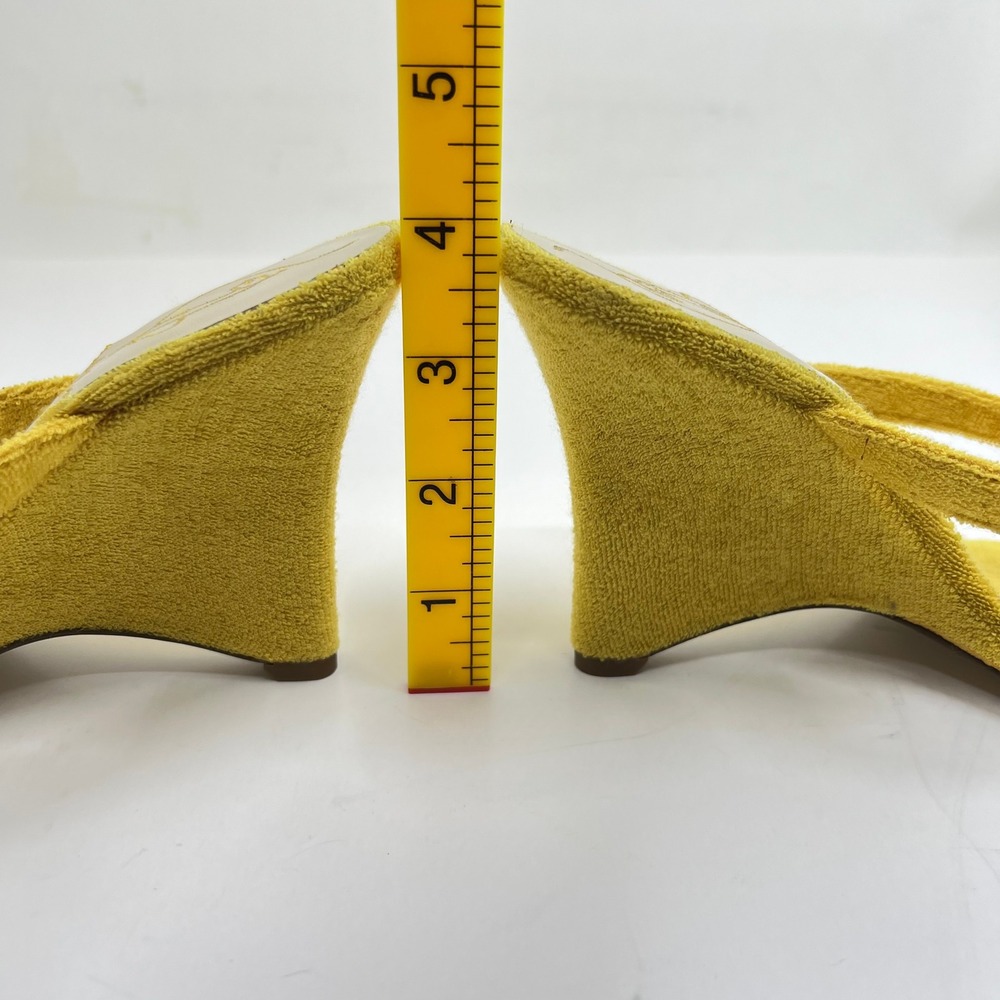 Baby Phat Terry Wedge Thong Womens Size 6 Yellow Y2K McBling Logo Sandal NWB - Picture 5 of 15